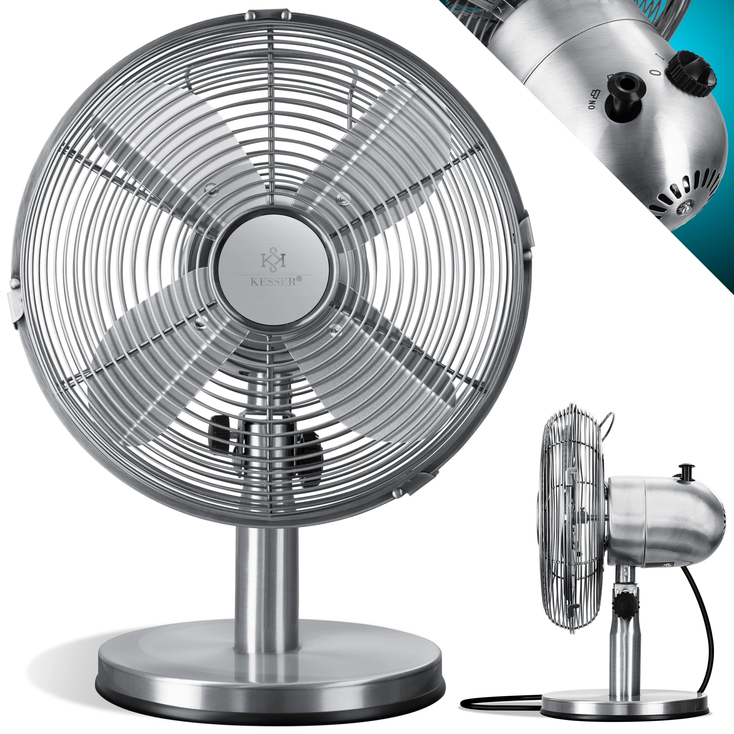 KESSER® - Tischventilator Design Retro Voll-Metallgehäuse 80° Oszillation - Leise Ventilator Mit 3 Geschwindigkeitsstufen - Zuschaltbare | Windmaschine | Neigungswinkel Ca. 40° Metall 1 KESSER® - Tischventilator Design Retro Voll-Metallgehäuse 80° Oszillation - Leise Ventilator Mit 3 Geschwindigkeitsstufen - Zuschaltbare | Windmaschine | Neigungswinkel Ca. 40° Metall