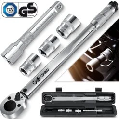 MASKO® Drehmomentschlüssel 6tlg. Set 40-210Nm 1/2 ' CV Inkl. 3 Stecknüssen 17mm, 19mm, 21mm Und Verlängerung 125mm Inkl. Koffer +/- 4% Toleranz Reifenschlüssel Auto Drehmoment-Schlüssel -Black & Decker 8600364700 21681 prod 003