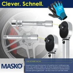 MASKO® Drehmomentschlüssel 6tlg. Set 40-210Nm 1/2 ' CV Inkl. 3 Stecknüssen 17mm, 19mm, 21mm Und Verlängerung 125mm Inkl. Koffer +/- 4% Toleranz Reifenschlüssel Auto Drehmoment-Schlüssel -Black & Decker 8600364700 21681 prod 006