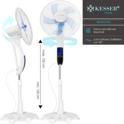 KESSER® Standventilator Mit Fernbedienung , Timer Standlüfter - Oszillationsfunktion 80 Grad , 50W – 3 Geschwindigkeitsstufen , Höhenverstellbarer Ventilator Standfuß - Neigungswinkel Verstellbar -Black & Decker 8600364700 22248 prod 005