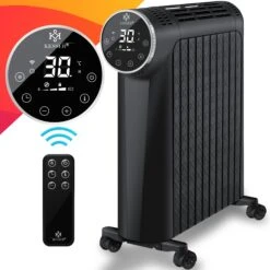 KESSER® Ölradiator 2500W Elektrische Heizung Heizkörper Elektroheizung Energiesparend Mit Display WiFi App & Fernbedienung Touchscreen - Mobil Öl Radiator 24h Timer, Thermostat & Überhitzungsschutz