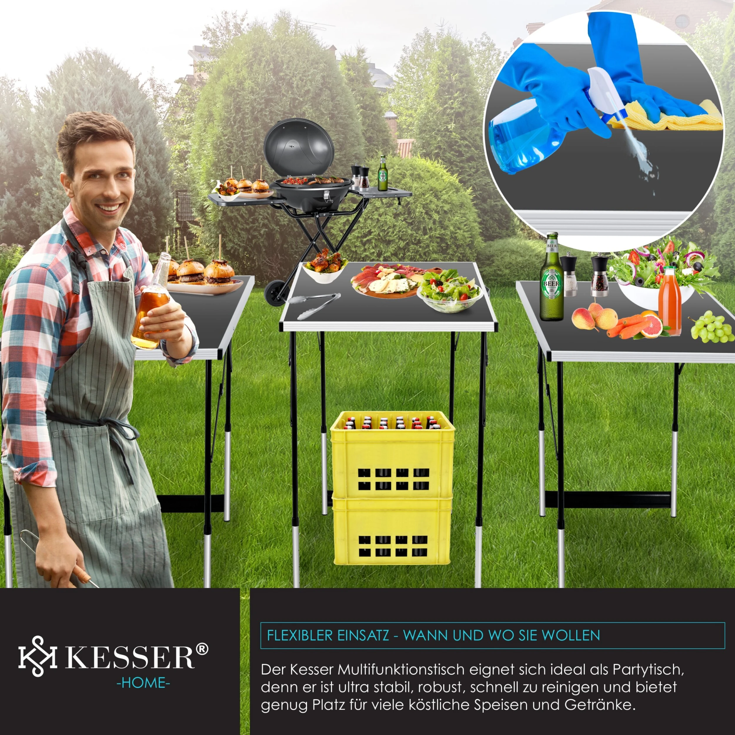 KESSER® Multifunktionstisch Profi 3- Teilig, 100 X 60 Cm, Tapeziertisch 30kg Tragkraft Je Tisch Mit Ausziehfunktion Klapptisch Flohmarktisch Beistelltisch Mehrzwecktisch Campingtisch Höhenverstellbar 4 KESSER® Multifunktionstisch Profi 3- Teilig, 100 X 60 Cm, Tapeziertisch 30kg Tragkraft Je Tisch Mit Ausziehfunktion Klapptisch Flohmarktisch Beistelltisch Mehrzwecktisch Campingtisch Höhenverstellbar – Bild 4
