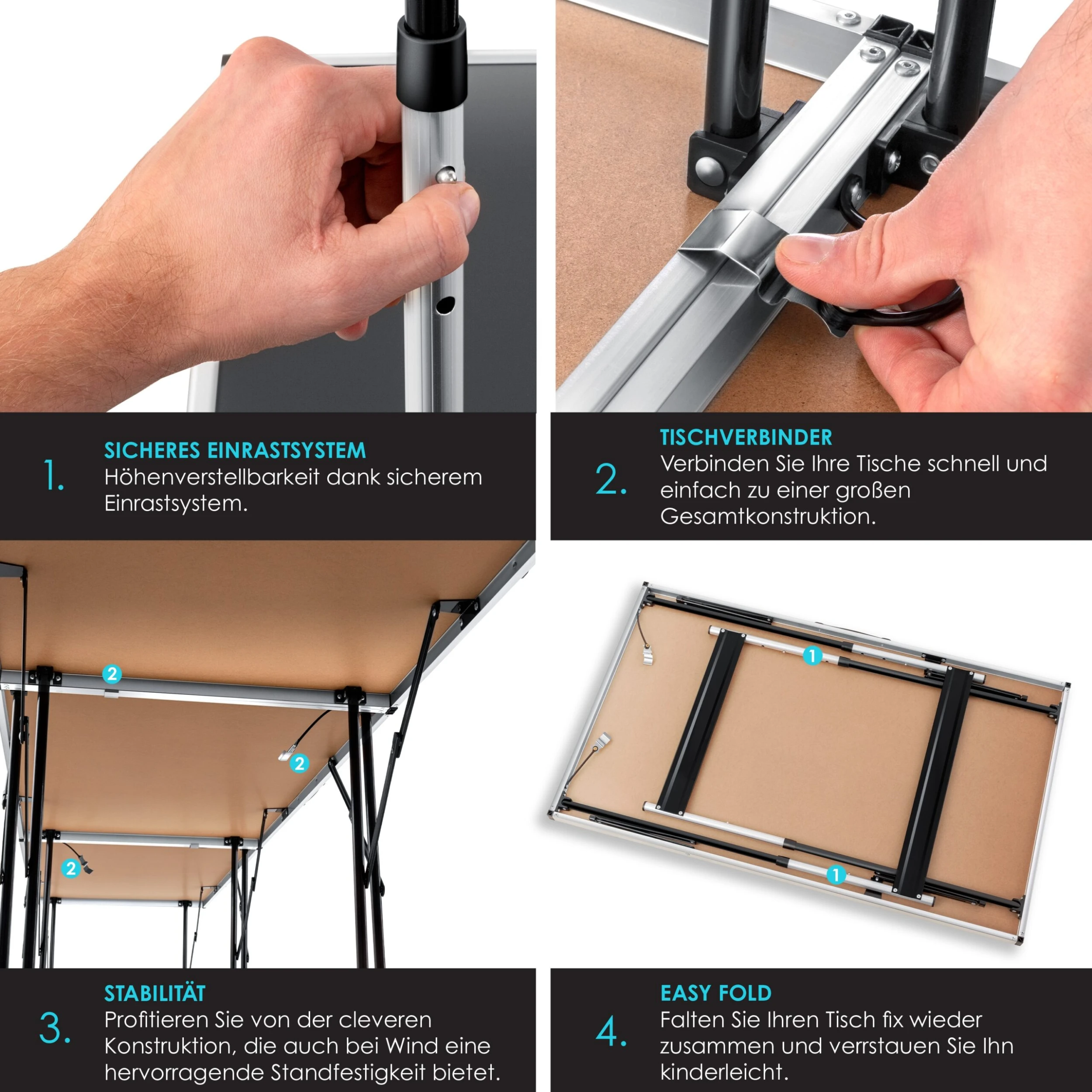 KESSER® Multifunktionstisch Profi 3- Teilig, 100 X 60 Cm, Tapeziertisch 30kg Tragkraft Je Tisch Mit Ausziehfunktion Klapptisch Flohmarktisch Beistelltisch Mehrzwecktisch Campingtisch Höhenverstellbar 5 KESSER® Multifunktionstisch Profi 3- Teilig, 100 X 60 Cm, Tapeziertisch 30kg Tragkraft Je Tisch Mit Ausziehfunktion Klapptisch Flohmarktisch Beistelltisch Mehrzwecktisch Campingtisch Höhenverstellbar – Bild 5