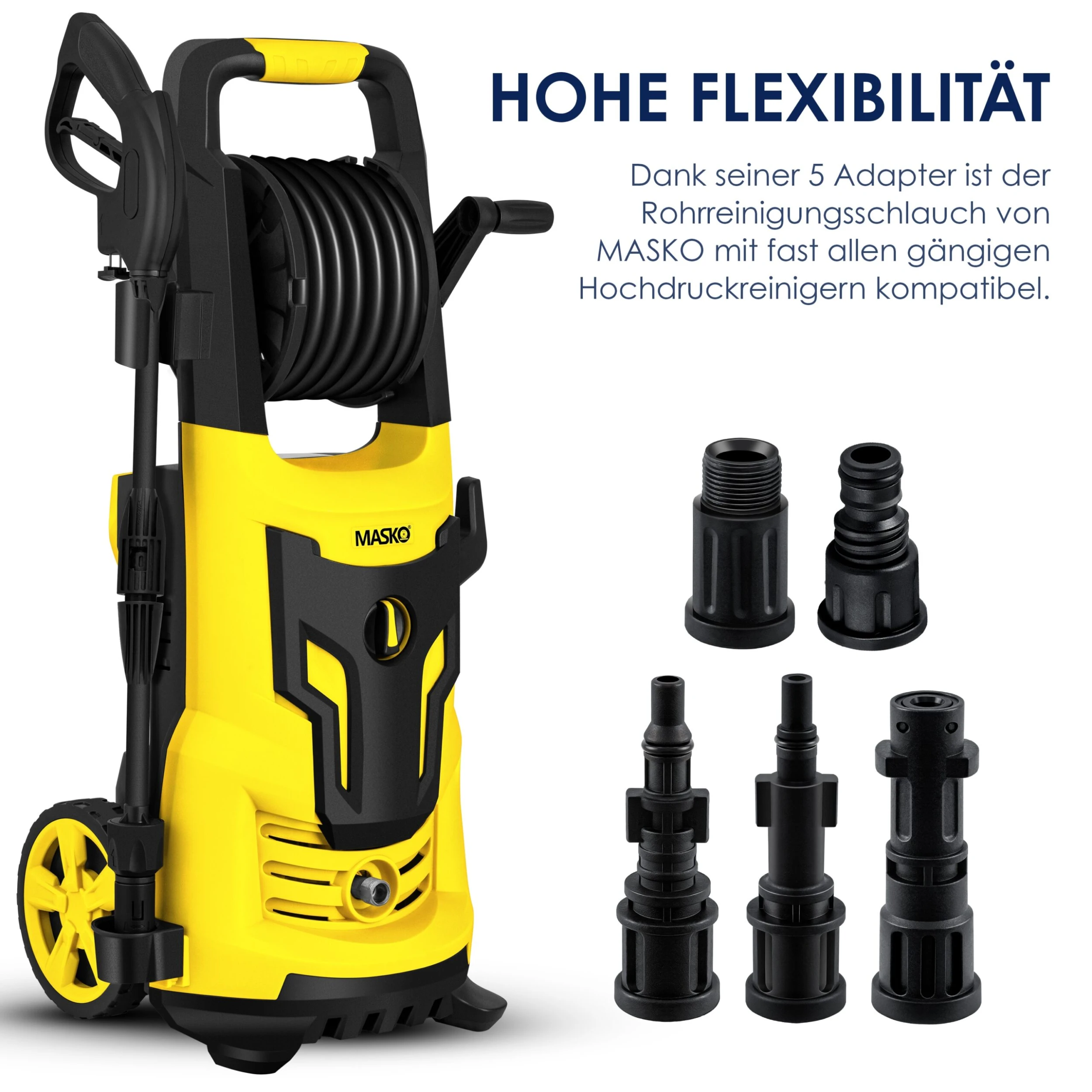 MASKO® Rohrreinigungsschlauch Set Abflussreiniger 200 Bar Inkl. Tasche 5 Adapter Düsen + Rotierend Kompatibel Mit Kärcher K2-k7 Serie LAVOR Hochdruckreiniger Universal Rohrreinigungsset 3 MASKO® Rohrreinigungsschlauch Set Abflussreiniger 200 Bar Inkl. Tasche 5 Adapter Düsen + Rotierend Kompatibel Mit Kärcher K2-k7 Serie LAVOR Hochdruckreiniger Universal Rohrreinigungsset – Bild 3