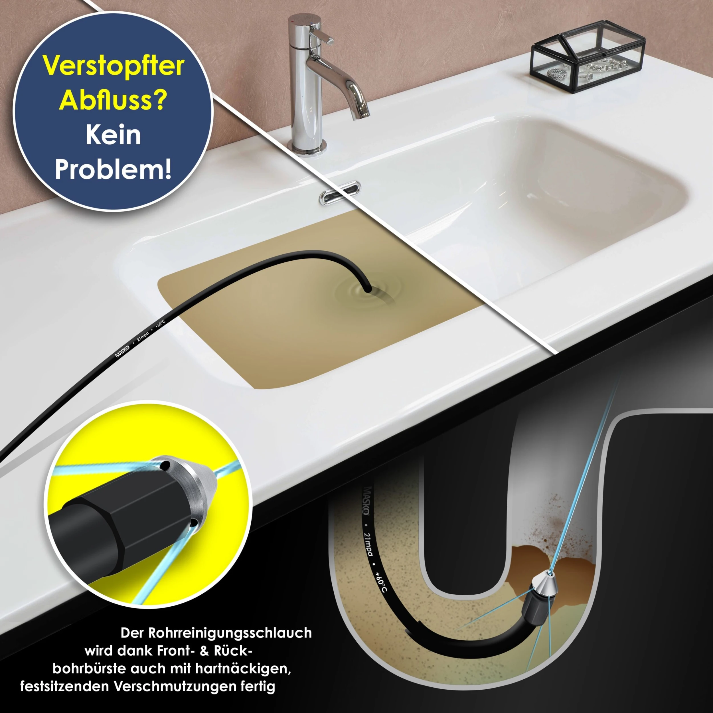 MASKO® Rohrreinigungsschlauch Set Abflussreiniger 200 Bar Inkl. Tasche 5 Adapter Düsen + Rotierend Kompatibel Mit Kärcher K2-k7 Serie LAVOR Hochdruckreiniger Universal Rohrreinigungsset 5 MASKO® Rohrreinigungsschlauch Set Abflussreiniger 200 Bar Inkl. Tasche 5 Adapter Düsen + Rotierend Kompatibel Mit Kärcher K2-k7 Serie LAVOR Hochdruckreiniger Universal Rohrreinigungsset – Bild 5