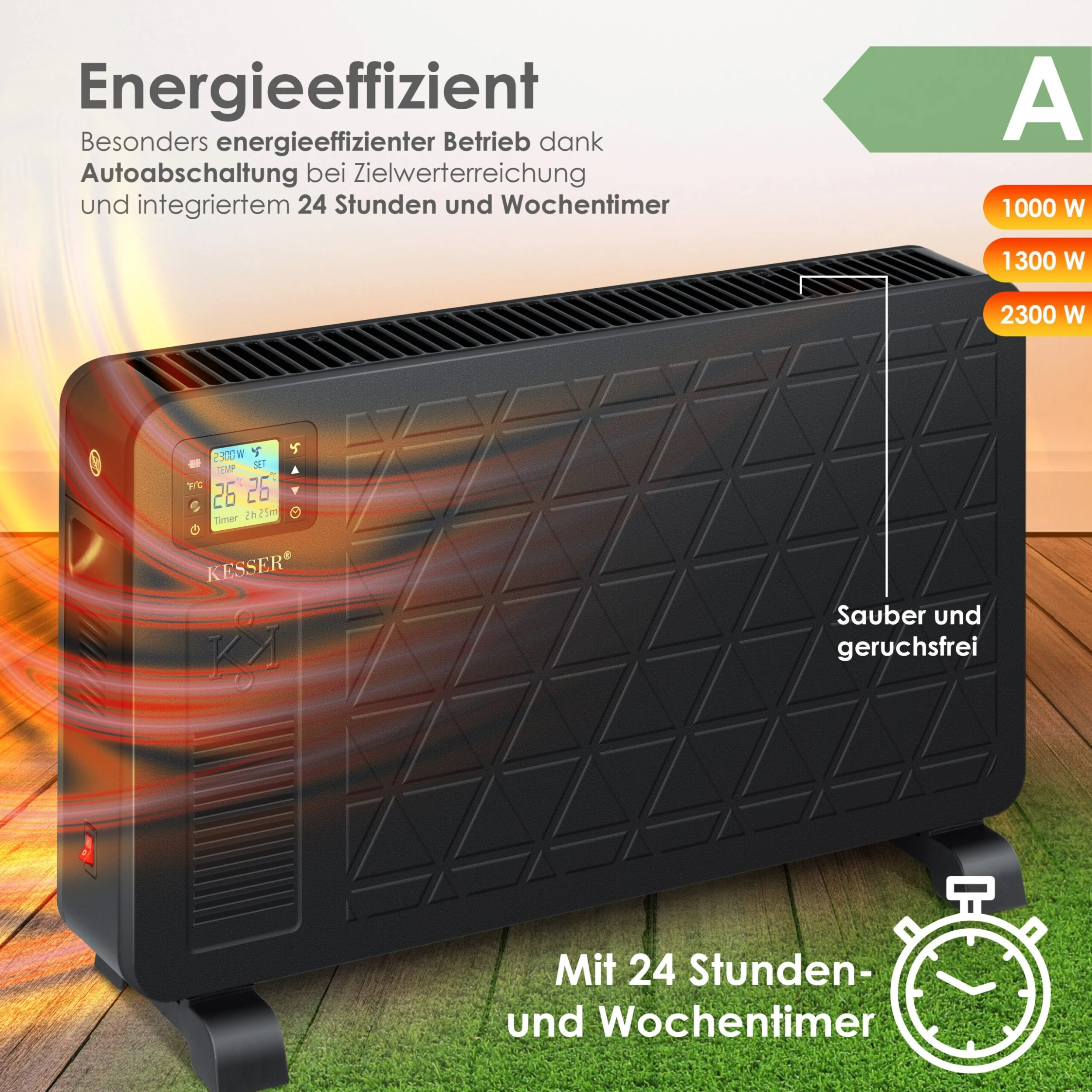 KESSER® Konvektor Premium 3 Leistungsstarke Heizstufen Inkl. Fernbedienung Integriertes Thermostat Elektroheizung LCD-Display Timer Mobiles Heizgerät Energiesparend Überhitzungsschutz 6 KESSER® Konvektor Premium 3 Leistungsstarke Heizstufen Inkl. Fernbedienung Integriertes Thermostat Elektroheizung LCD-Display Timer Mobiles Heizgerät Energiesparend Überhitzungsschutz – Bild 6