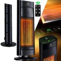 KESSER® Heizlüfter Mit Fernbedienung Energiesparend Leise 2000W Keramik Heizstrahler Standheizstrahler 15-30°C - Schnellheizer Mit 80° Oszillationsfunktion 24h Timer Heizung Turmheizstrahler