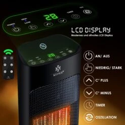 KESSER® Heizlüfter Mit Fernbedienung Energiesparend Leise 2000W Keramik Heizstrahler Standheizstrahler 15-30°C - Schnellheizer Mit 80° Oszillationsfunktion 24h Timer Heizung Turmheizstrahler -Black & Decker 8600364700 24194 prod 003
