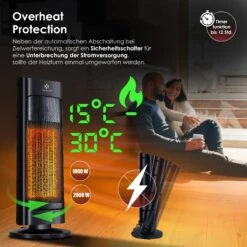 KESSER® Heizlüfter Mit Fernbedienung Energiesparend Leise 2000W Keramik Heizstrahler Standheizstrahler 15-30°C - Schnellheizer Mit 80° Oszillationsfunktion 24h Timer Heizung Turmheizstrahler -Black & Decker 8600364700 24194 prod 005