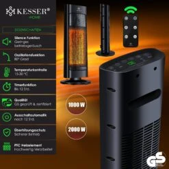 KESSER® Heizlüfter Mit Fernbedienung Energiesparend Leise 2000W Keramik Heizstrahler Standheizstrahler 15-30°C - Schnellheizer Mit 80° Oszillationsfunktion 24h Timer Heizung Turmheizstrahler -Black & Decker 8600364700 24194 prod 006