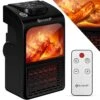 KESSER® Steckdosen Heizlüfter Energiesparend Mini Mit Kaminfeuereffekt Fernbedienung LCD Display Keramik Heizung Mit Thermostat 400W - Temperaturregelung Timer Büro Badezimmer Schlafzimmer