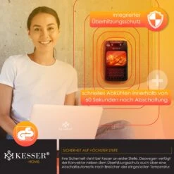 KESSER® Steckdosen Heizlüfter Energiesparend Mini Mit Kaminfeuereffekt Fernbedienung LCD Display Keramik Heizung Mit Thermostat 400W - Temperaturregelung Timer Büro Badezimmer Schlafzimmer 9 KESSER® Steckdosen Heizlüfter Energiesparend Mini Mit Kaminfeuereffekt Fernbedienung LCD Display Keramik Heizung Mit Thermostat 400W - Temperaturregelung Timer Büro Badezimmer Schlafzimmer -Black & Decker 8600364700 24300 prod 004