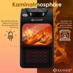 KESSER® Steckdosen Heizlüfter Energiesparend Mini Mit Kaminfeuereffekt Fernbedienung LCD Display Keramik Heizung Mit Thermostat 400W - Temperaturregelung Timer Büro Badezimmer Schlafzimmer 10 KESSER® Steckdosen Heizlüfter Energiesparend Mini Mit Kaminfeuereffekt Fernbedienung LCD Display Keramik Heizung Mit Thermostat 400W - Temperaturregelung Timer Büro Badezimmer Schlafzimmer -Black & Decker 8600364700 24300 prod 005
