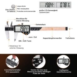TACKLIFE DC04, Messschieber Digital Schieblehre, 150mm / 6 Zoll Mit Zoll/Millimeter, IP54 Wasserdicht Hochpräzise Schieblehre Aus Edelstahl(0,01 Mm) Für Heimgebrauch Und Professionelle Messung 10 TACKLIFE DC04, Messschieber Digital Schieblehre, 150mm / 6 Zoll Mit Zoll/Millimeter, IP54 Wasserdicht Hochpräzise Schieblehre Aus Edelstahl(0,01 Mm) Für Heimgebrauch Und Professionelle Messung -Black & Decker 8600367000 2338 prod 005