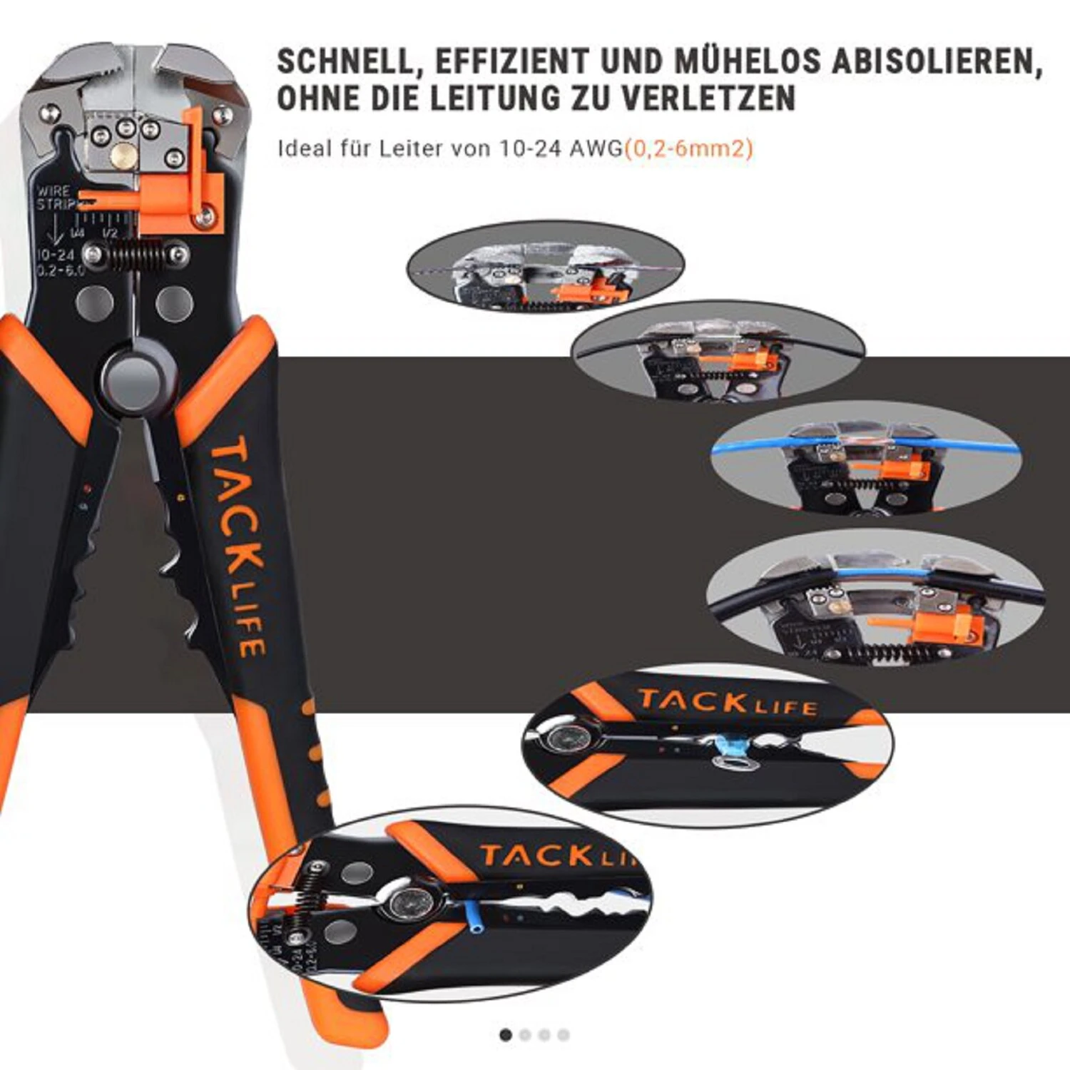 Tacklife MWS02, Abisolierzange, Selbsteinstellende 8,4-Zoll-Kabelschneider-Crimper, 3-in-1-Multizange 2 Tacklife MWS02, Abisolierzange, Selbsteinstellende 8,4-Zoll-Kabelschneider-Crimper, 3-in-1-Multizange – Bild 2