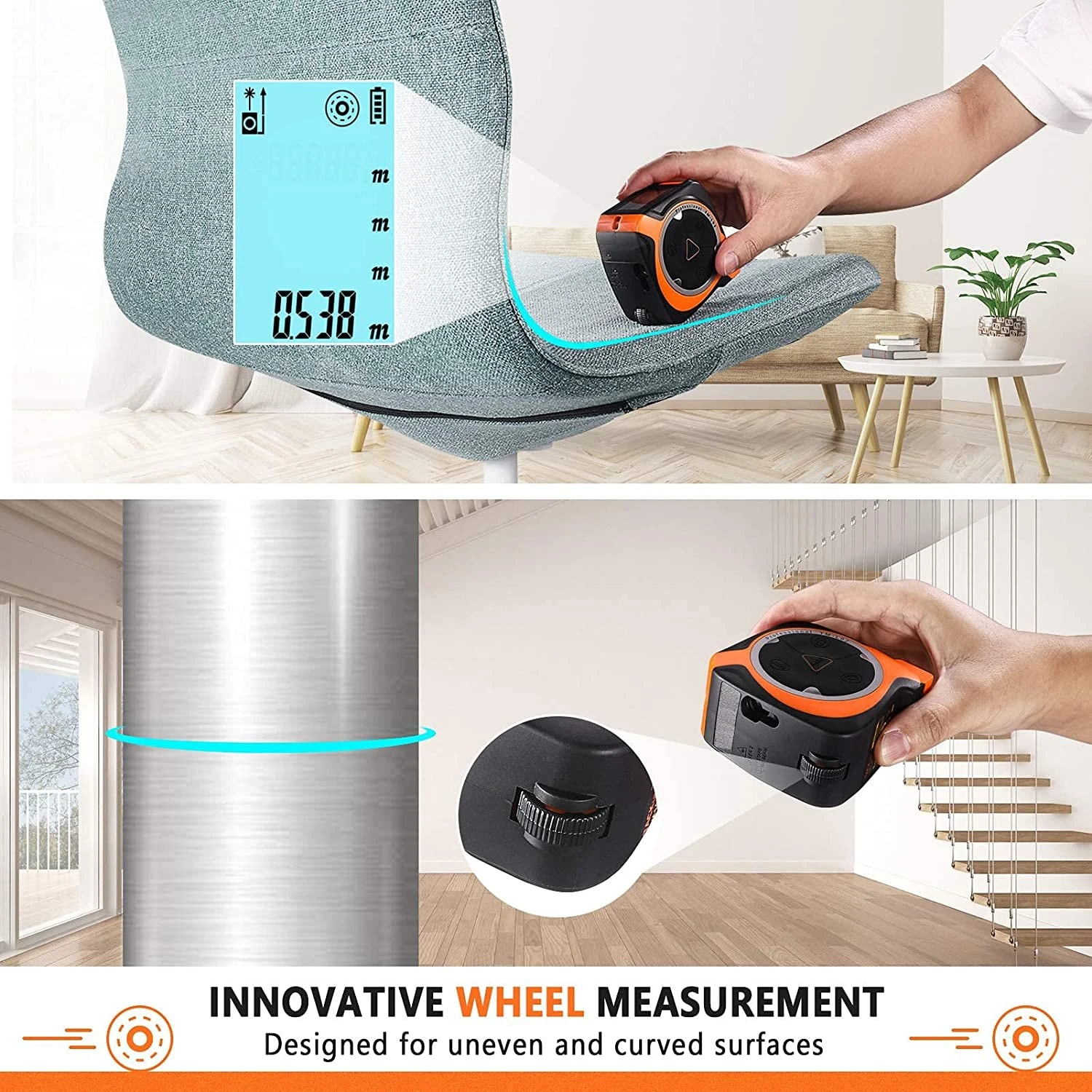 TACKLIFE TM-L02, 3-in-1 Massband Laser Entfernungsmesser Rollmaßband, Messrad Lasermessung 40m Bandmaß 5m, Laser Messgerät Mit Typ-C-Schnittstelle Und LCD-Anzeige 2 TACKLIFE TM-L02, 3-in-1 Massband Laser Entfernungsmesser Rollmaßband, Messrad Lasermessung 40m Bandmaß 5m, Laser Messgerät Mit Typ-C-Schnittstelle Und LCD-Anzeige – Bild 2