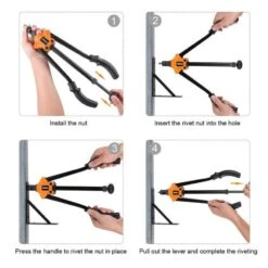 TACKLIFE HHNP1A, Nietmuttern-Werkzeug, 35,6 Cm Selbstpumpen-Nietsetzer-Kit Mit 8 Metrischen Dornen, 80 Stück Nietmuttern -Black & Decker 8600367000 2380 prod 005