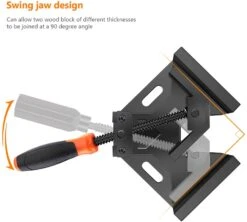 TACKLIDE HAC3A, Eckklemme, 90°-Winkelklemme Mit Einem Griff, Gehäuse Aus Aluminiumlegierung, Drehbare Backe, Gewindestange Aus Kohlenstoffstahl Zum Verbinden Von Holz, Metall Und Glas, Ideal Für Die Holzbearbeitung Im Heimwerkerbereich. -Black & Decker 8600367000 2410 prod 004