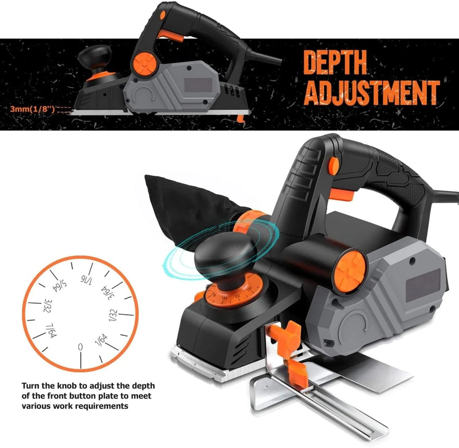 TACKLIFE Power Handhobel, 7,5 Ampere 900 W 14500 U/min Idealer Holzhobel Für Heimwerker – EPN02A 2 TACKLIFE Power Handhobel, 7,5 Ampere 900 W 14500 U/min Idealer Holzhobel Für Heimwerker – EPN02A – Bild 2
