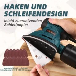 Tacklife PMS01AS 1.1A 130W 12.000 OPM Klassischer Maus-Detailschleifer Mit 12 Schleifpapieren Und Effizientem Staubsammelsystem Für Enge Räume Beim Schleifen In Der Heimdekoration -Black & Decker 8600367000 2482 prod 003