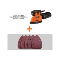 Tacklife ASD2A 50 Stücke Maus Detail Sander Schleifpapier 40/60/80/100/240 Grits Haken Und Schleife Sortiert Schleifpapier -Black & Decker 8600367000 2613 prod 003